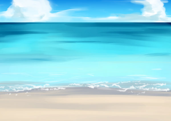 海の描き方 浜辺の海を着彩する